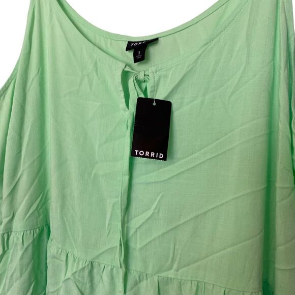 Torrid Green Tiered Lightweight Tank Top Cami Tie Front Top Size 3x 22/24 - Picture 5 of 10